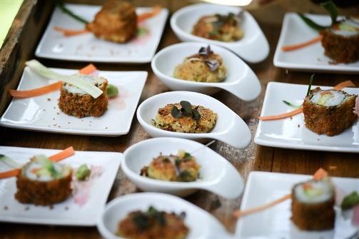 Vegan Wedding Food, Vegan Sushi and Root Vegetable Pattie