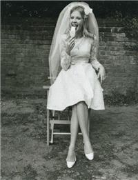 Miscellaneous. 1960s, veil, lace, dress, short