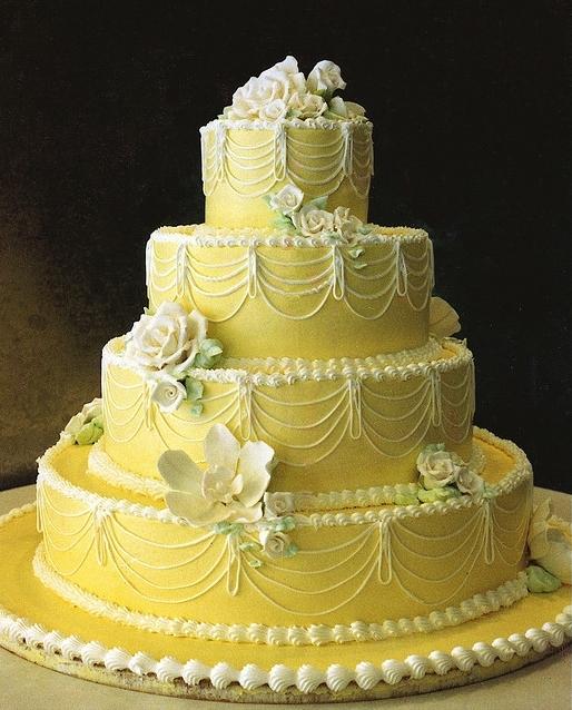 Wedding cake, wedding cake, yellow, flowers, piping