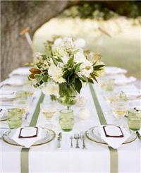 Decor & Event Styling. table decor, green, white, table settings