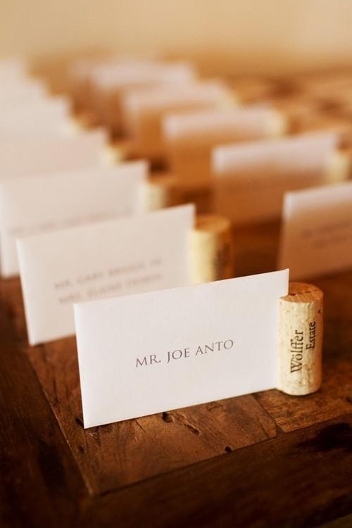 Stationery, Placement cards & wine cork holders