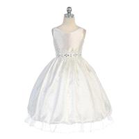 Ivory Sleeveless Taffeta Dress with Adorned Waistline Style: D592 - Charming Wedding Party Dresses|U