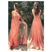 Glamorous Tulle & Stretch Satin Bateau Neckline Sheath Evening Dresses With Lace Appliques - overpin