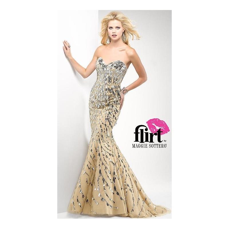 My Stuff, Flirt Red Carpet Ready Tulle and Sequin Prom Dress P2678 - Brand Prom Dresses|Beaded Eveni