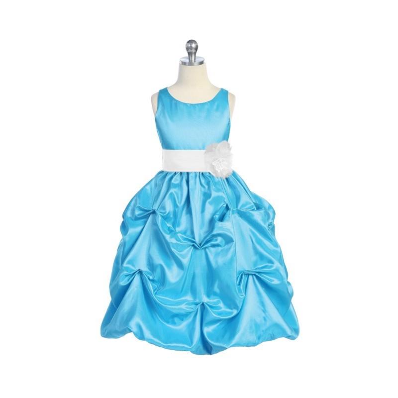 My Stuff, Turquoise/White Taffeta Bubble Pick Up Dress Style: D3330 - Charming Wedding Party Dresses