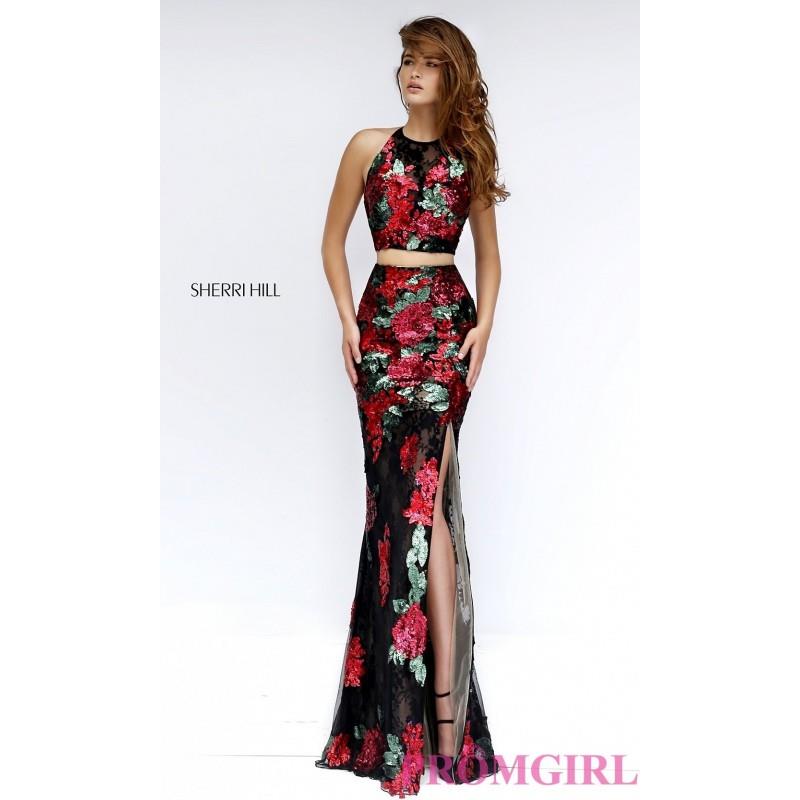 My Stuff, Two Piece Sequin Lace Floral Print Dress by Sherri Hill - Discount Evening Dresses |Shop D