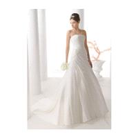 Concise A line Strapless Taffeta Floor Length Wedding Dress With Ruching - Compelling Wedding Dresse