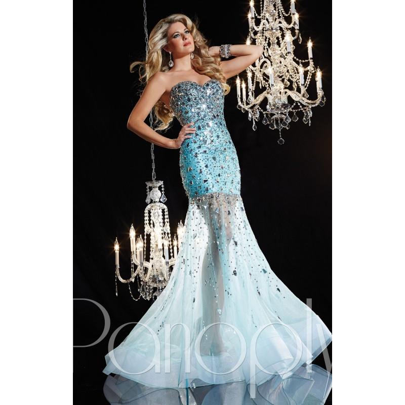 wedding, Aqua Panoply 14620 - Crystals Sequin Sheer Dress - Customize Your Prom Dress