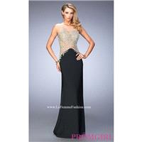 Long La Femme Prom Dress with Beaded Illusion Bodice - Discount Evening Dresses |Shop Designers Prom