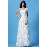 One Shoulder Chiffon Fit N Flare Natural Waist Sleeveless Vogue Wedding Gowns - Compelling Wedding D