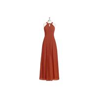 Rust Azazie Abbey - Chiffon Strap Detail Halter Floor Length Dress - The Various Bridesmaids Store