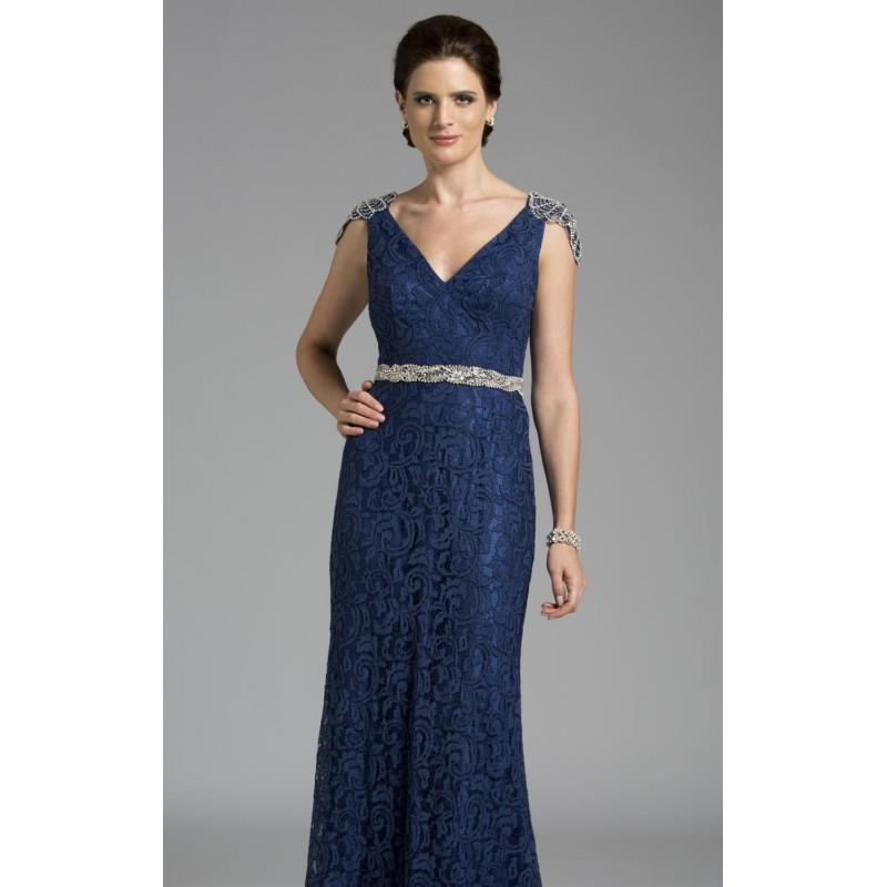 My Stuff, Blue Beaded Textured Gown by Lara Designs - Color Your Classy Wardrobe