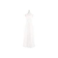 Ivory Azazie Pierrette - Chiffon Floor Length V Back V Neck Dress - The Various Bridesmaids Store