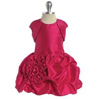 Fuchsia Taffeta Short Dress with Pick-Ups & Matching Bolero Style: D5484 - Charming Wedding Party Dr