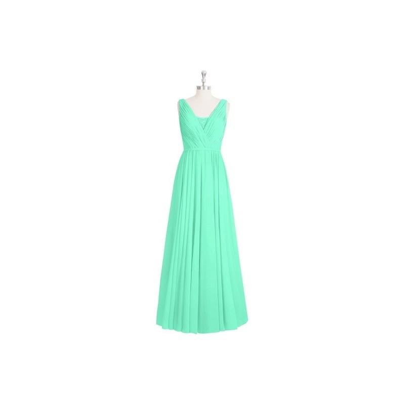 My Stuff, Turquoise Azazie Ellen - Floor Length Chiffon And Lace V Neck V Back Dress - The Various B