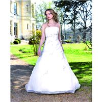 Nectarean A-line Strapless Beading Details Floor Length Satin&Organza Wedding Dresses - Dressesular.