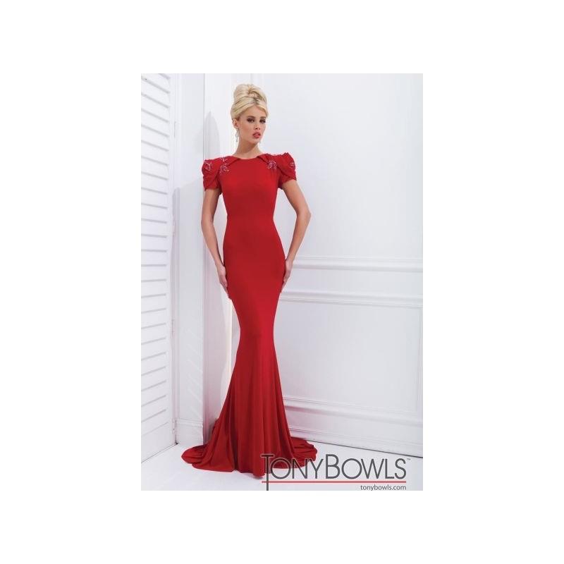 My Stuff, Tony Bowls Evenings TBE11430 Short Sleeve Mermaid Dress - Brand Prom Dresses|Beaded Evenin