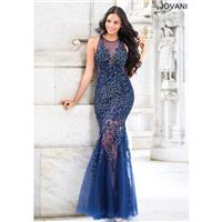 Jovani Navy Sleeveless Trumpet Prom Dress 33736 -  Designer Wedding Dresses|Compelling Evening Dress