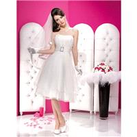 Simple Ball Gown Strapless Ruching Knee-length Organza Wedding Dresses - Dressesular.com