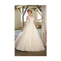 Charming A-line Bateau Beading&Crystal Detailing Lace Sweep/Brush Train Tulle Wedding Dresses - Dres