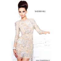 High Neckline Beaded Dress by Sherri Hill 21073 Dress - Cheap Discount Evening Gowns|Bonny Party Dre