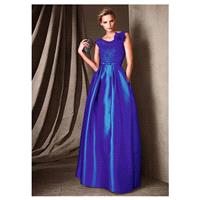 Fabulous Satin & Lace Scoop Neckline A-Line Prom Dresses With Handmade Flower - overpinks.com