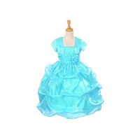 Turquoise Satin Organza Pickup Dress w/ Gathered Top & Bolero Style: D6326 - Charming Wedding Party