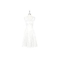 Ivory Azazie Alma - Lace V Neck Knee Length Illusion Dress - Cheap Gorgeous Bridesmaids Store