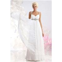 Chic Sheath-Column Spaghetti Strap Empire Court Train Chiffon Wedding Dress CWLF13017 - Top Designer