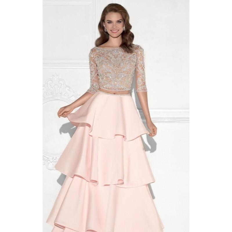 My Stuff, Pink Two-Piece Tiered Gown by Tarik Ediz - Color Your Classy Wardrobe