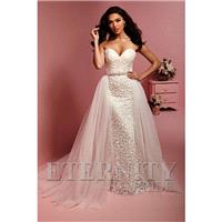 Style D5414 by Eternity Bride - Ivory  White  Champagne Chiffon Belt  Detachable Train Floor Wedding