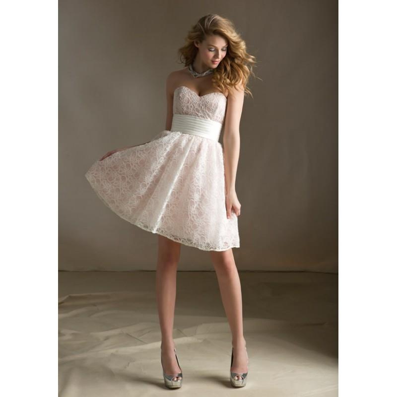My Stuff, Nectarean A-line Sweetheart Lace Short/Mini Satin Bridesmaid Dresses - Dressesular.com