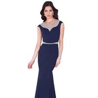Navy Beaded Long Gown by Terani Couture Evening - Color Your Classy Wardrobe