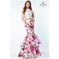 Alyce 6799 Prom Dress - Long Alyce Paris 2 PC, Crop Top, Trumpet Skirt High Neck Prom Dress - 2017 N