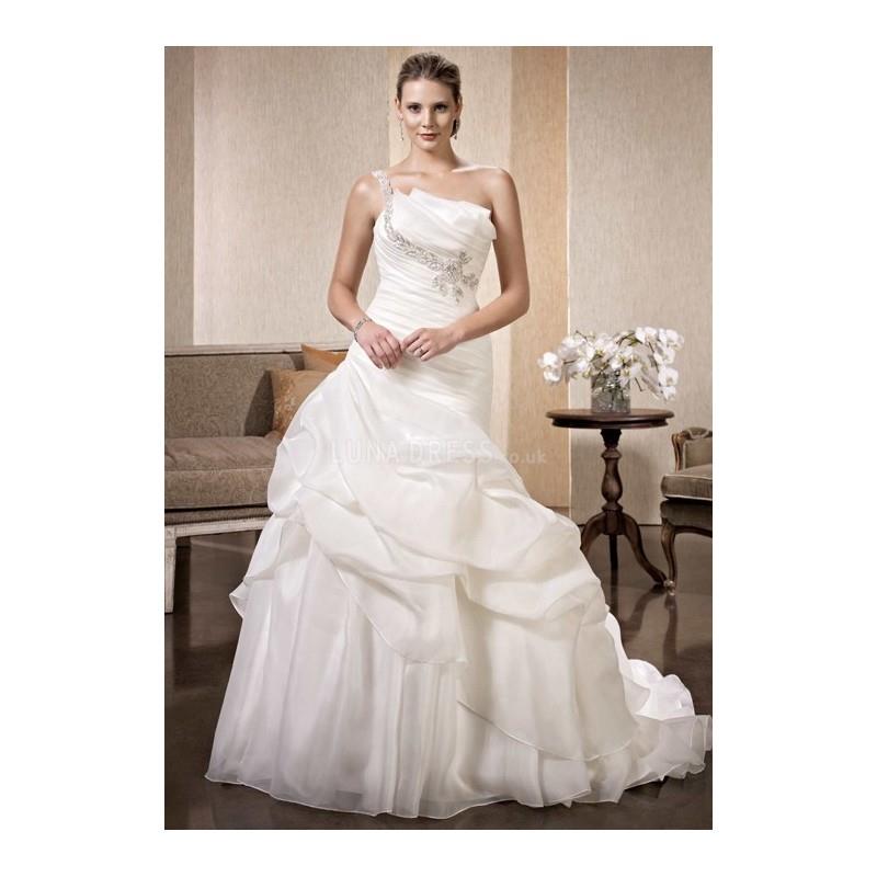 My Stuff, Glamorous Ball Gown One Shoulder Organza Floor Length Wedding Dress With Pick ups - Compel