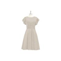 Taupe Azazie Kaylen - Knee Length Side Zip Chiffon Scoop Dress - Charming Bridesmaids Store