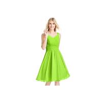 Lime_green Azazie Grace - Knee Length Chiffon V Neck V Back Dress - Cheap Gorgeous Bridesmaids Store