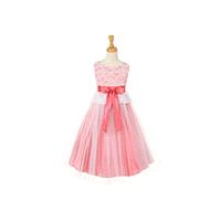 Off-White Lace Bodice Dress w/ Coral Charmeuse Tulle Overlay Skirt Style: D5715 - Charming Wedding P