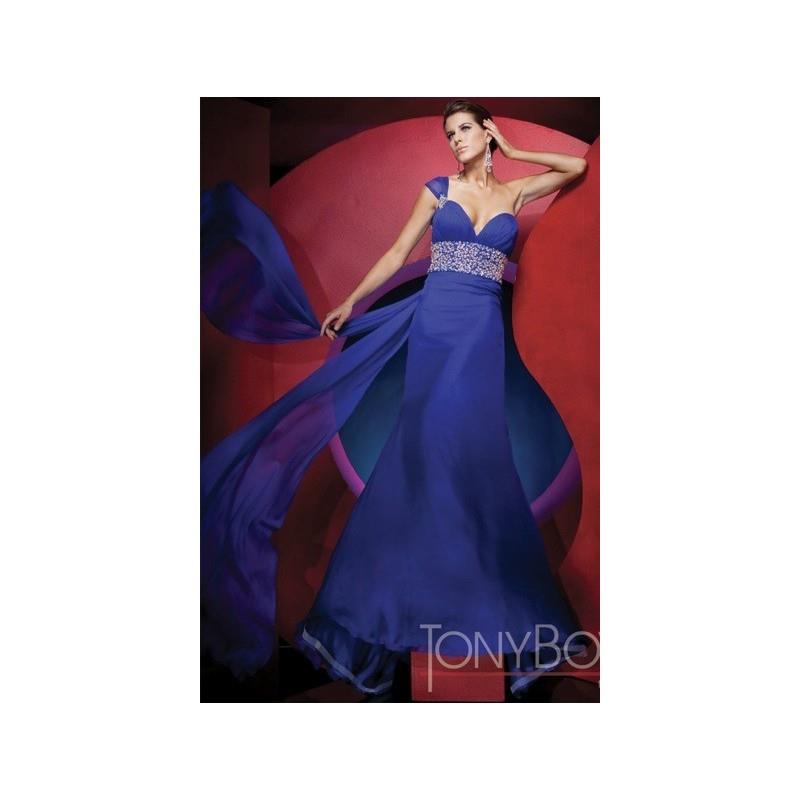 My Stuff, Sapphire Chiffon Tony Bowls Collection Pageant Dress 111C33 - Brand Prom Dresses|Beaded Ev