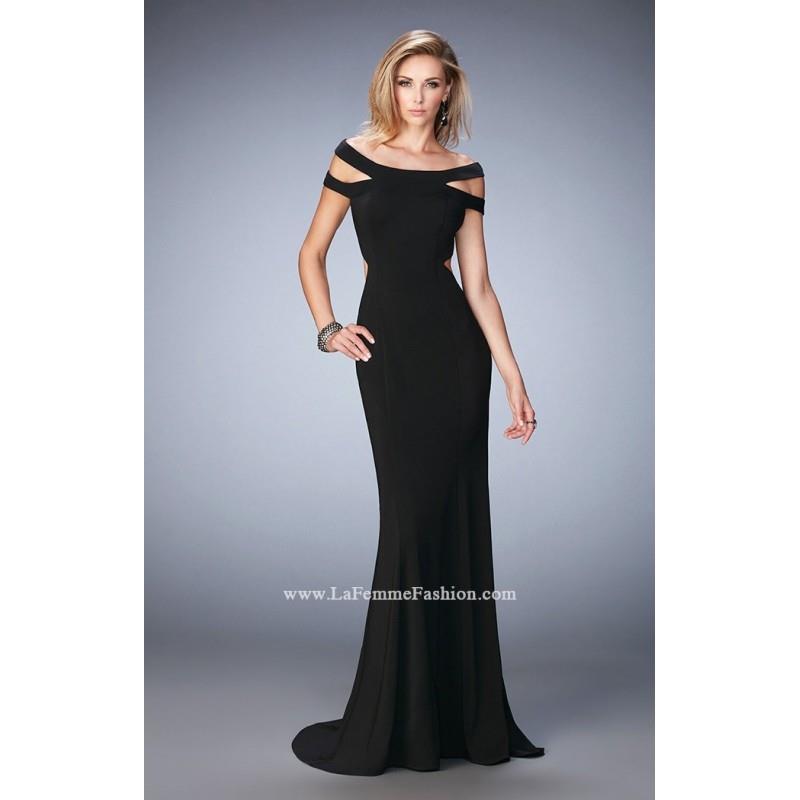 My Stuff, Black La Femme 22728 - Jersey Knit Simple Open Back Sexy Dress - Customize Your Prom Dress