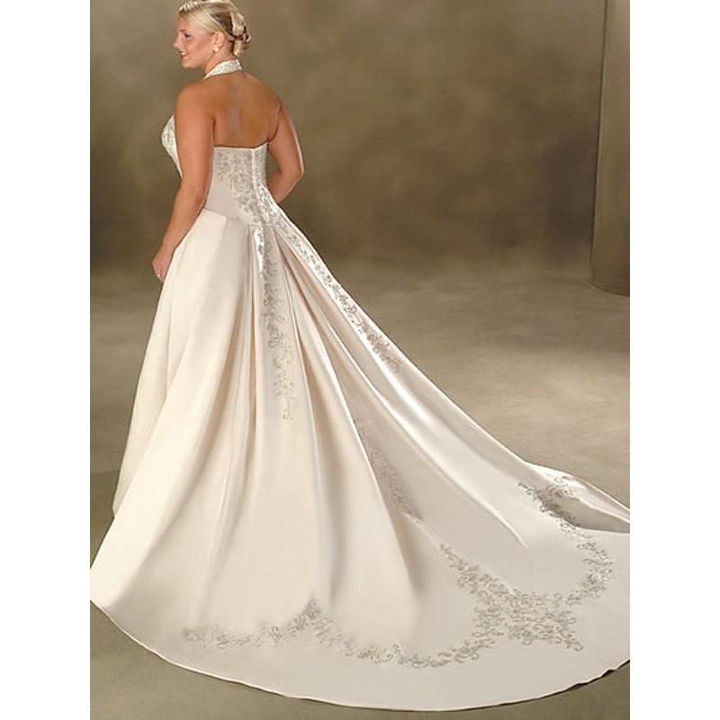 My Stuff, A-line Halter Embroidery Sleeveless Court Trains Satin Wedding Dresses In Canada Wedding D