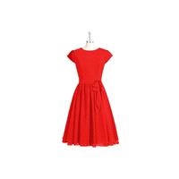 Red Azazie Ingrid - Knee Length Scoop Back Zip Chiffon Dress - Charming Bridesmaids Store