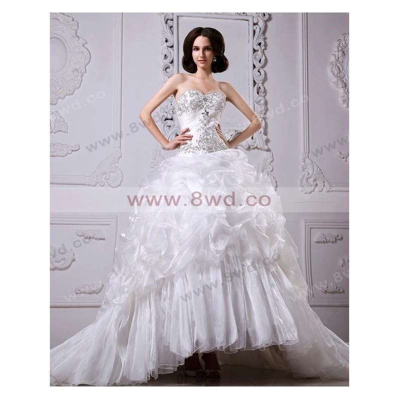 My Stuff, A-line Sweetheart Sleeveless Organza White Wedding Dress With Appliques BUKCH253 In Canada