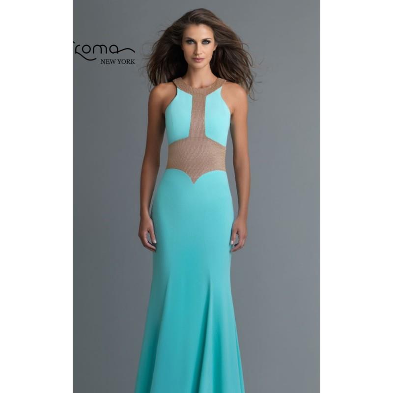 My Stuff, Aqua Slim Long Gown by Saboroma - Color Your Classy Wardrobe