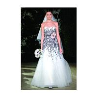 Carolina Herrera - Black and White Floral Motif Lace and Tulle Trumpet Wedding Dress - Stunning Chea