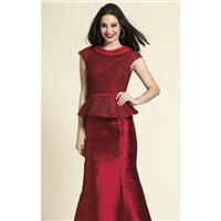 Wine Beaded Peplum Gown by Dave and Johnny - Color Your Classy Wardrobe