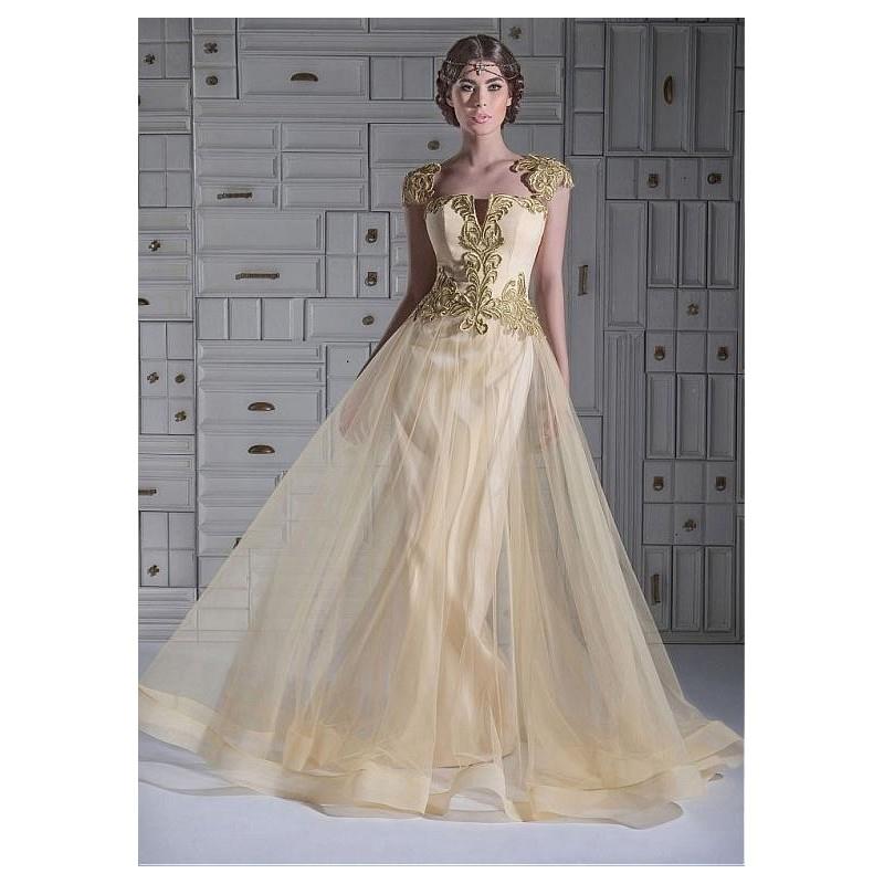 My Stuff, Elegant Tulle Queen Anne Neckline A-line Evening Dresses With Lace Appliques - overpinks.c