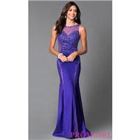 Long Purple Illusion Sweetheart Open Back Prom Dress MF-E1879 - Brand Prom Dresses|Beaded Evening Dr