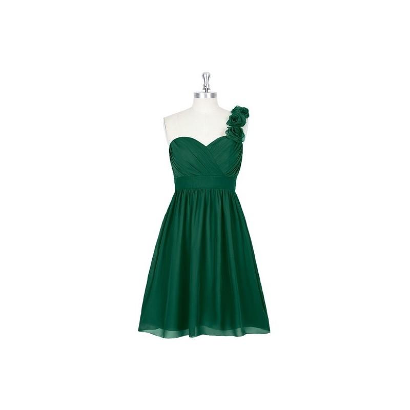 My Stuff, Dark_green Azazie Alyssa - Strap Detail Chiffon Sweetheart Knee Length Dress - Charming Br