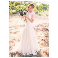 Alluring Chiffon V-neck Neckline A-line Wedding Dresses With Lace - overpinks.com